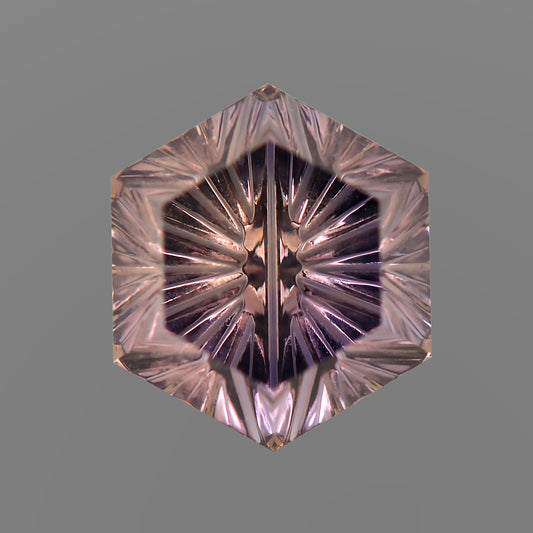 Dragon Sapphire, 1.36 cts., 6.0 x 6.0 mm, Fantasy Hexagon, Purple, Peach, Tanzania, Natural
