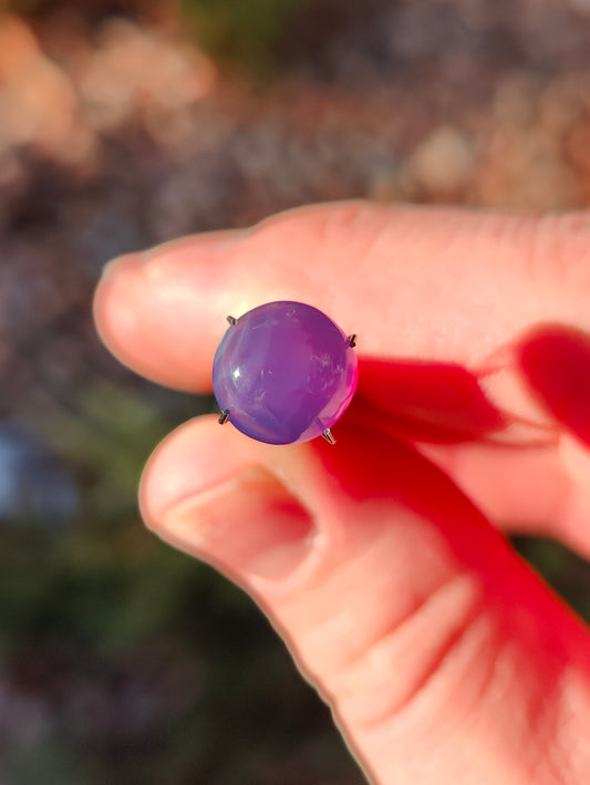Chalcedony, 4.84 cts., 10.5 mm., Round Cabochon, Purple, Ethiopia, Natural