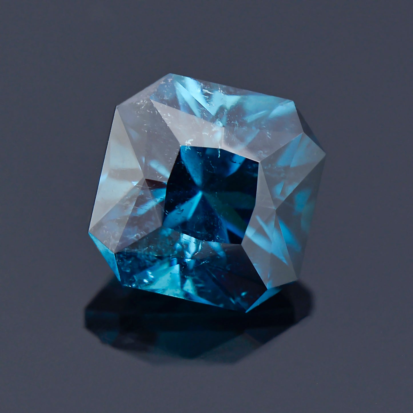Indicolite Tourmaline, 3.90 cts., 8.9 mm., Asscher Shape, Deep Blue, Brazil, Natural