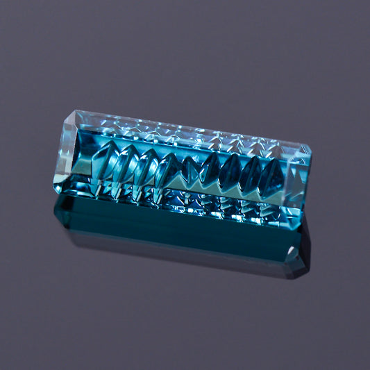 Indicolite Tourmaline, 1.84 cts., 12.2x4.1 mm., Baguette Fantasy, Blue, Brazil, Natural