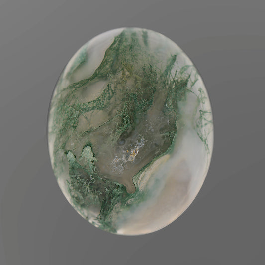 Moss Agate, 10.10 cts., 18.5 x 14.8 mm, Oval Cabochon, Green, Montana, Natural