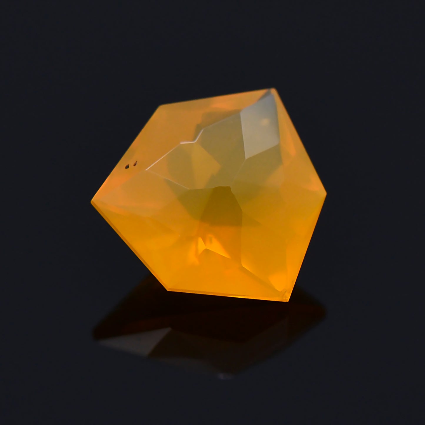 Opal, 0.82 cts., 7.4x7.0 mm., Shield, Orange, Ethiopia, Natural
