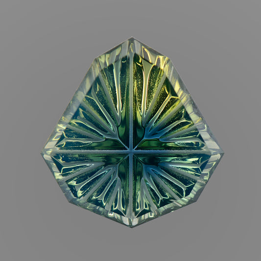 Parti Sapphire, 0.86 cts., 7.8 x 7.4 mm, Fantasy Pear, Bicolor, Teal, Yellow, Australia, Natural