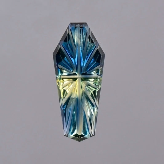 Parti Sapphire, 0.66 cts., 10.4x4.5 mm, Fantasy Coffin, Blue, Yellow, Bicolor, Australia, Natural
