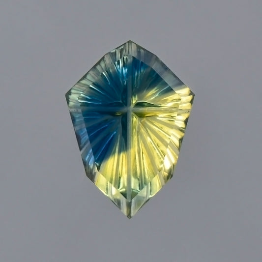 Parti Sapphire, 0.50 cts., 7.3x5.3 mm, Fantasy Kite, Blue, Yellow, Bicolor, Australia, Natural