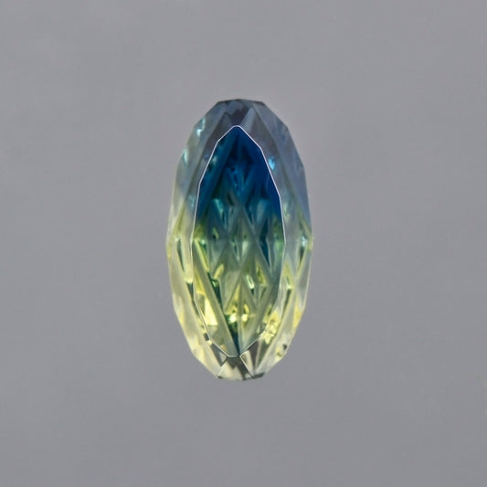 Parti Sapphire, 0.50 cts., 6.5x3.4 mm, Fantasy Oval, Blue, Yellow, Bicolor, Australia, Natural
