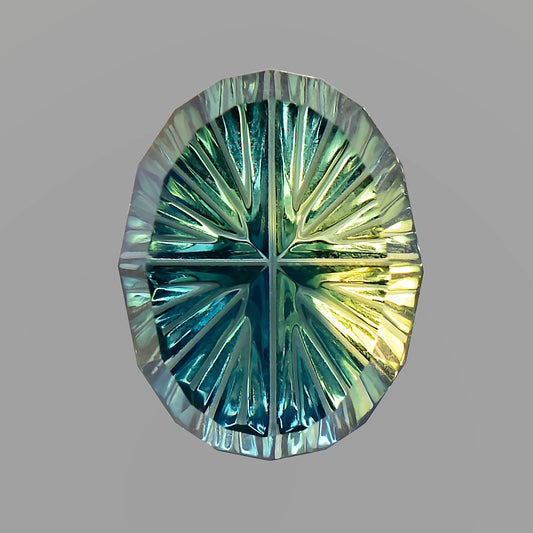 Parti Sapphire, 1.31 cts., 8.1 x 6.3 mm, Fantasy , Bicolor, Teal, Yellow, Australia, Natural