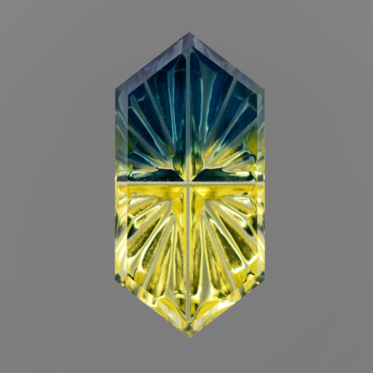 Parti Sapphire, 1.02 cts., 10.3x5.0 mm, Fantasy Rupee, Bicolor, Blue, Yellow, Australia, Natural