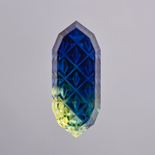 Parti Sapphire, 2.97 cts., 13.6x5.6 mm, Fantasy Rupee, Blue, Yellow, Bicolor, Australia, Natural