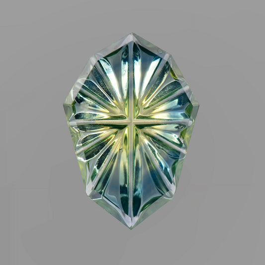 Parti Sapphire, 0.58 cts., 9.3x6.4 mm, Fantasy Shield, Bicolor, Blue, Yellow, Australia, Natural
