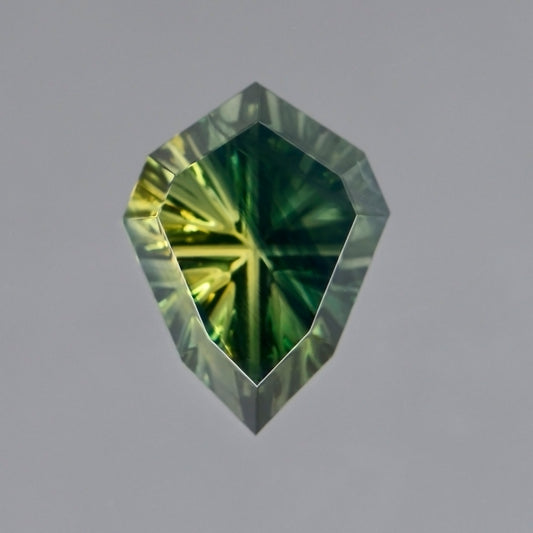 Parti Sapphire, 0.66 cts., 6.6x5.0 mm, Fantasy Kite, Teal, Yellow, Bicolor, Australia, Natural