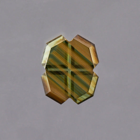 Rutile Sapphire, 0.83 cts., 6.9x5.7 mm., Fantasy Baroque Cushion, Green, Thailand, Natural