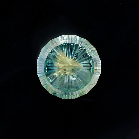 Sapphire, 4.82 cts., 9.4 mm., Round Fantasy, Tricolor, Blue, Green, Yellow, Montana, Heated