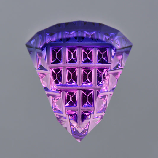 LAB Sapphire, 4.71 cts., 11.3 x 10.0 mm, Fantasy Triangle, Pink, Blue, Bicolor, Lab Grown