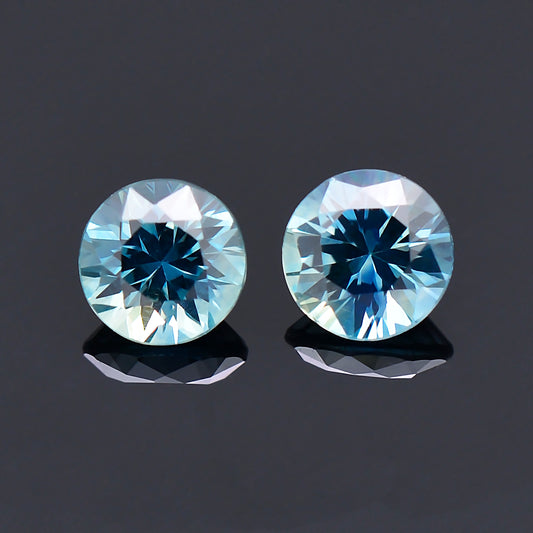 Sapphire, 0.84 tcw, 4.3 mm., Match Pair, Round, Blue, Montana, Natural