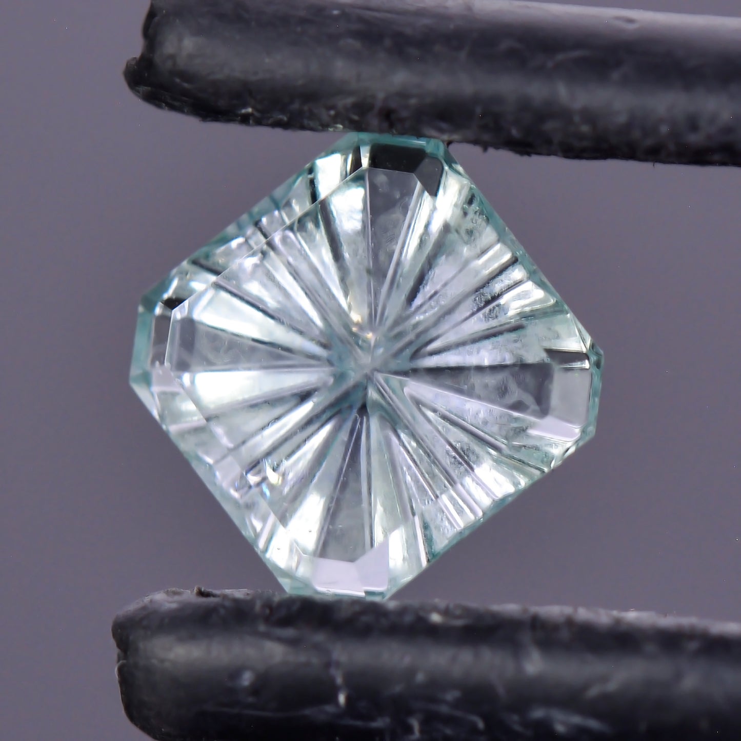 Sapphire, 0.71 cts., 5.8x5.8 mm., Asscher Fantasy, Silver, Teal, Montana