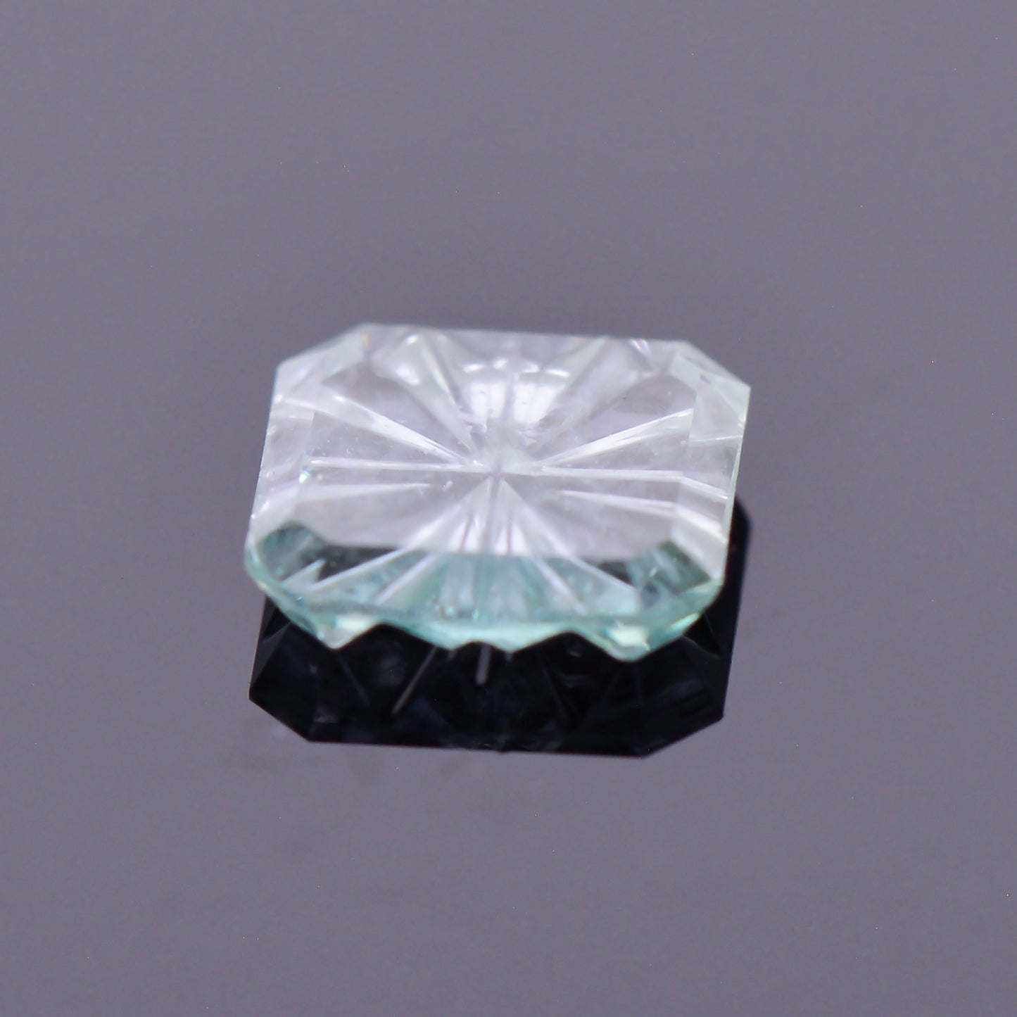 Sapphire, 0.71 cts., 5.8x5.8 mm., Asscher Fantasy, Silver, Teal, Montana