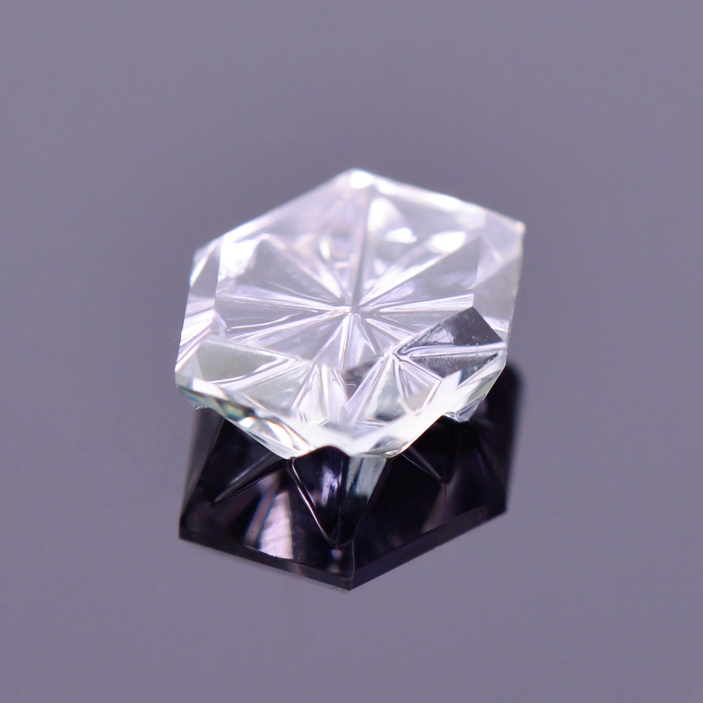 Sapphire, 0.82 cts., 5.9x5.4 mm., Hexagon Fantasy, Silver, Purple, Montana