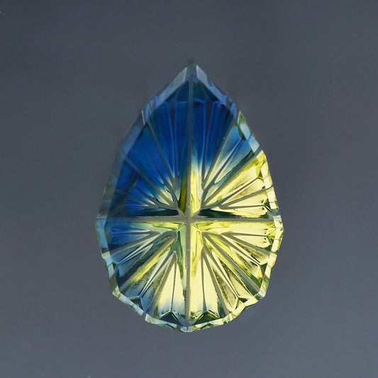 Parti Sapphire, 1.06 cts., 10.3x7.0 mm., Pear Fantasy, Bicolor, Blue, Yellow, Australia, Natural