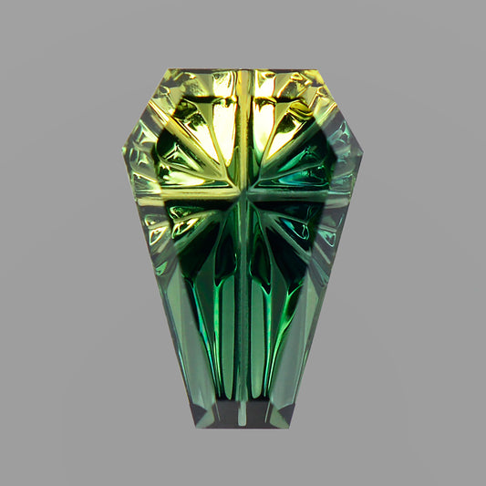 Parti Sapphire, 1.09 cts., 8.0 x 5.4 mm, Fantasy Coffin, Green, Blue, Yellow, Bicolor, Australia, Natural