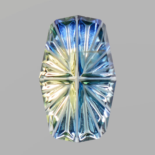 Parti Sapphire, 0.55 cts., 8.2 x 4.9 mm, Fantasy Cushion, Blue, Yellow, Bicolor, Australia, Natural