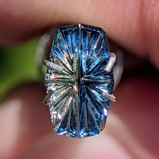 Parti Sapphire, 0.55 cts., 8.2 x 4.9 mm, Fantasy Cushion, Blue, Yellow, Bicolor, Australia, Natural