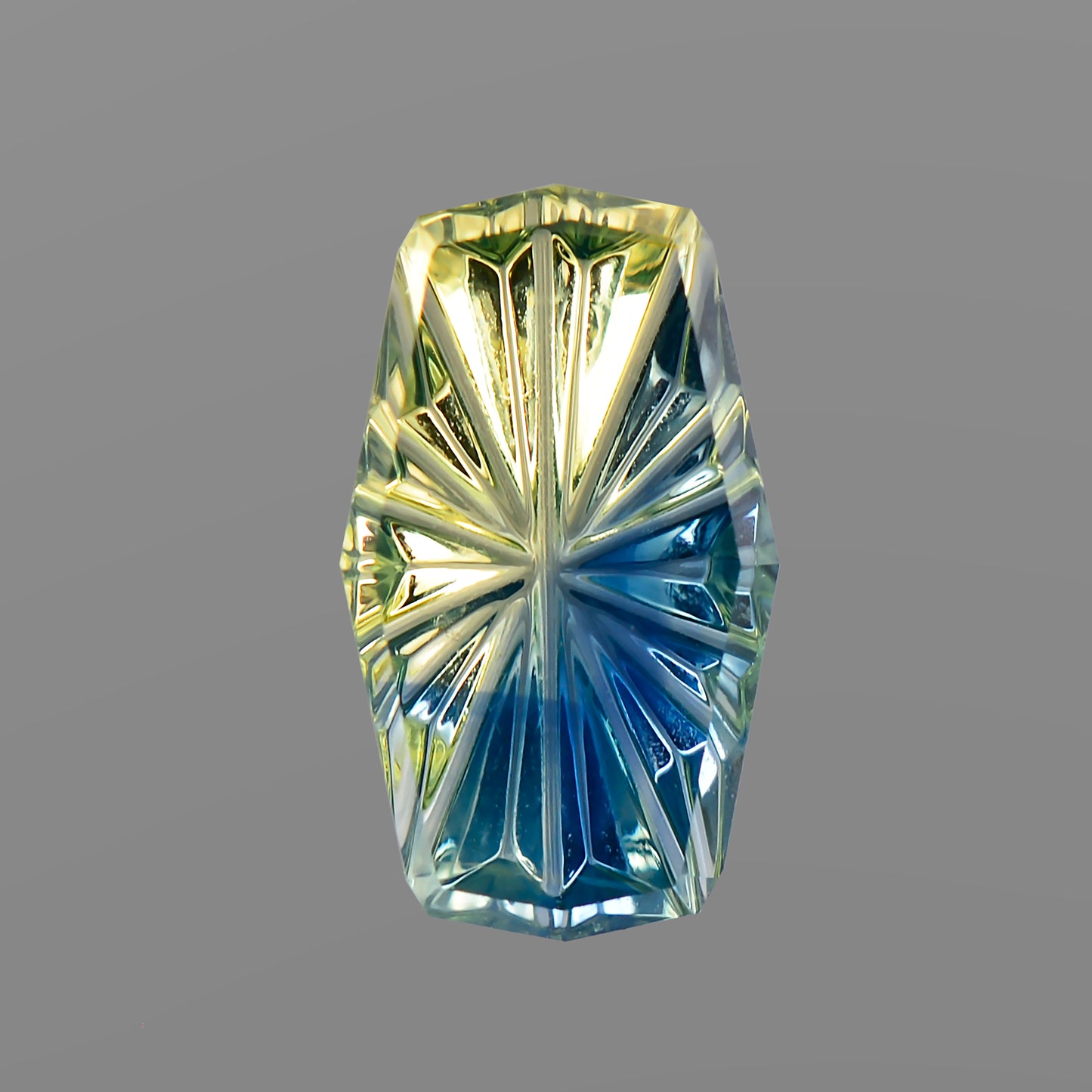 Parti Sapphire, 0.57 cts., 7.5 x 4.3 mm, Fantasy Cushion, Blue, Yellow, Bicolor, Australia, Natural