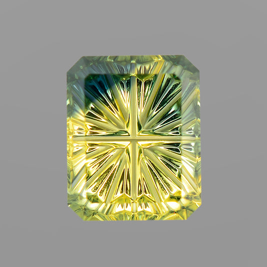 Parti Sapphire, 1.02 cts., 6.1 x 4.9 mm, Fantasy Emerald Shape, Blue, Yellow, Bicolor, Australia, Natural