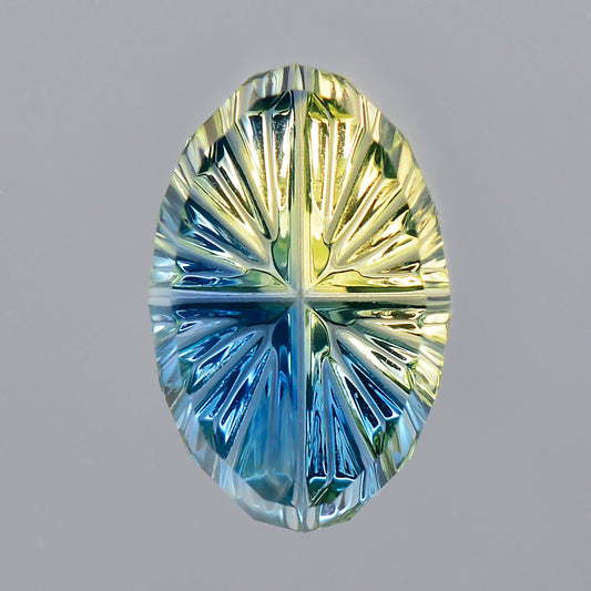 Parti Sapphire, 1.03 cts., 8.2 x 5.3 mm, Fantasy Oval, Blue, Yellow, Bicolor, Australia, Natural
