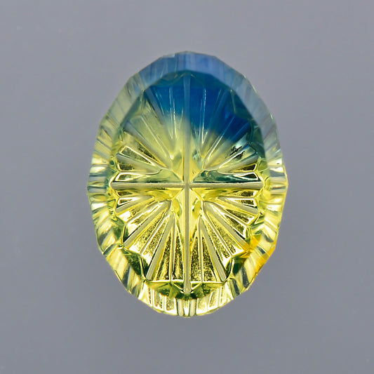 Parti Sapphire, 1.25 cts., 7.4 x 5.5 mm, Fantasy Oval, Blue, Yellow, Bicolor, Australia, Natural
