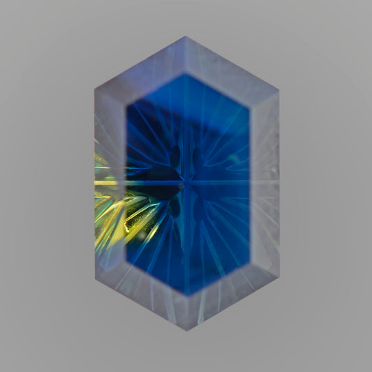 Parti Sapphire, 1.67 cts., 8.5 x 5.3 mm, Fantasy Rupee, Blue, Yellow, Bicolor, Australia, Natural