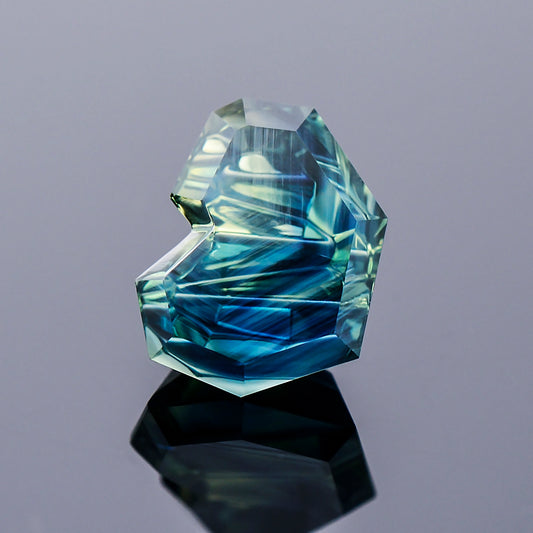Parti Sapphire, 2.56 cts., 9.1x7.1 mm., Freeform Fantasy, Tricolor, Blue, Green, Yellow, Australia, Natural