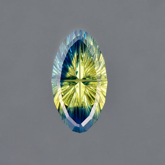 Parti Sapphire, 1.87 cts., 9.8x5.3 mm., Moval Fantasy, Bicolor, Blue, Yellow, Australia, Natural