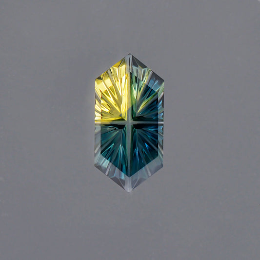 Parti Sapphire, 0.45 cts., 8.4x4.1 mm., Rupee Fantasy, Bicolor, Blue, Yellow, Australia, Natural