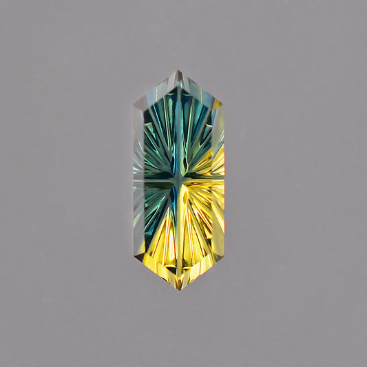 Parti Sapphire, 1.00 ct., 10.1x4.1 mm., Rupee Fantasy, Bicolor, Blue, Yellow, Australia, Natural
