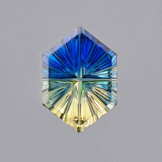 Parti Sapphire, 1.41 cts., 9.8x6.8 mm., Rupee Fantasy, Bicolor, Blue, Yellow, Australia, Natural