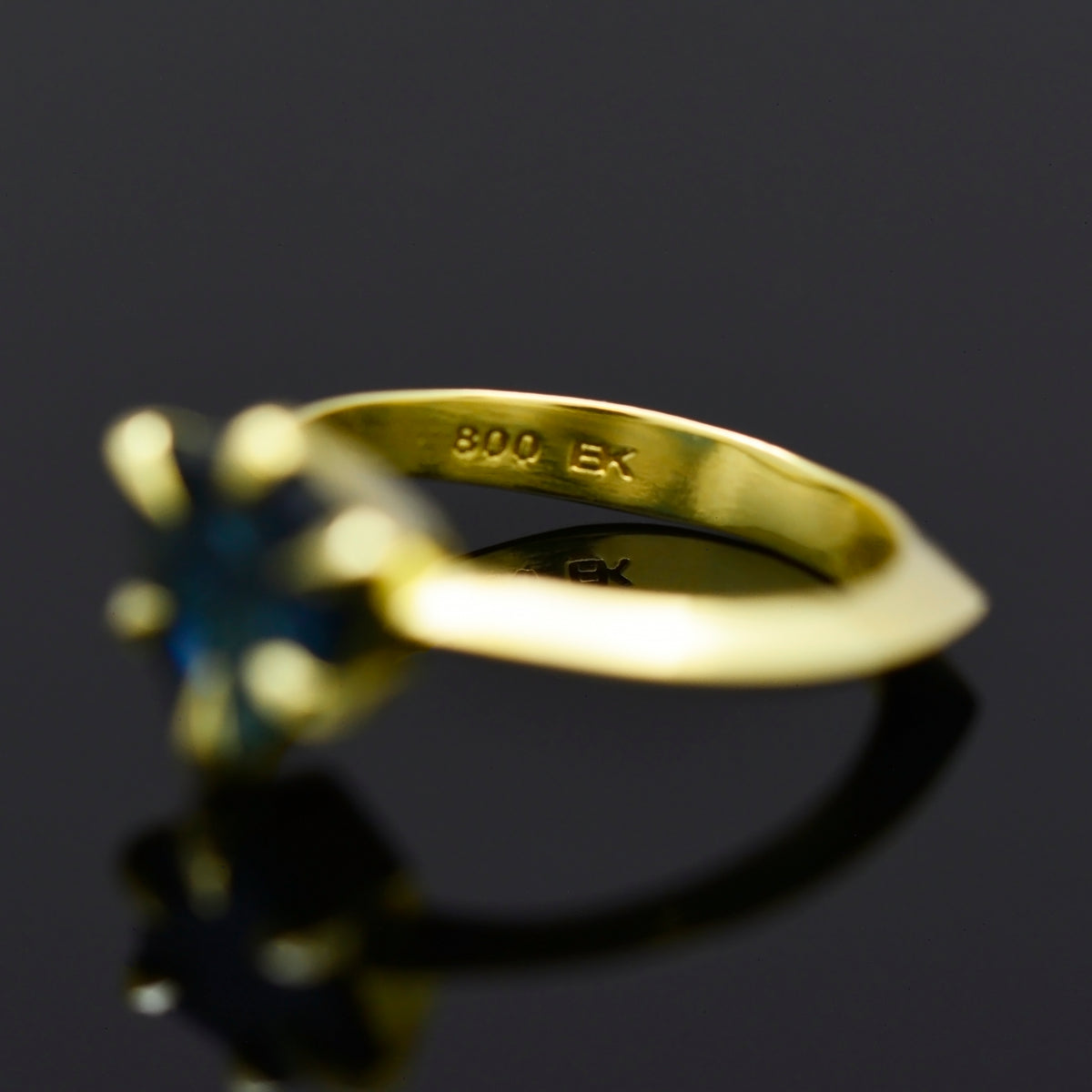 Sapphire Electrum Gold Ring, 2.12 cts, 9 mm, Fantasy Trillion, Blue, Australia, Heated