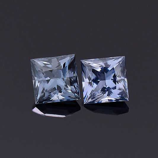 Spinel, 0.57 tcw, 3.5 mm., Match Pair, Princess , Blue, Mozambique, Natural