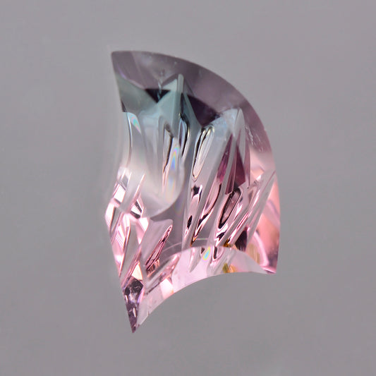 Tourmaline, 3.01 cts., 13.3 x 8.0 mm, Tribal Shield, Scars of War Series, Blue, Pink, Bicolor, Brazil, Natural