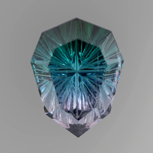 Tourmaline, 8.10 cts., 14.6 x 11.1 mm, Fantasy Pear, Multicolor, Purple, Blue, Teal, Brazil, Natural