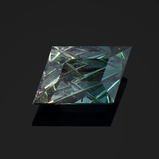 Tourmaline,  11.99 cts., 13.3 x 10.3 mm, Fantasy Trapezoid, Bicolor, Green, Yellow, Brazil, Natural