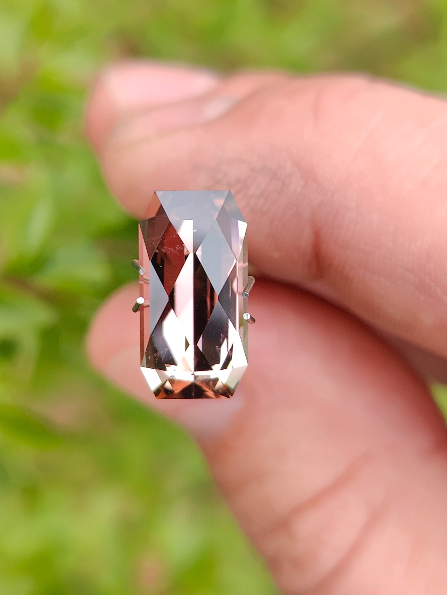 Tourmaline, 6.36 cts., 15.2x7.9mm., Rose cut Bar, Pink, Brazil, Natural