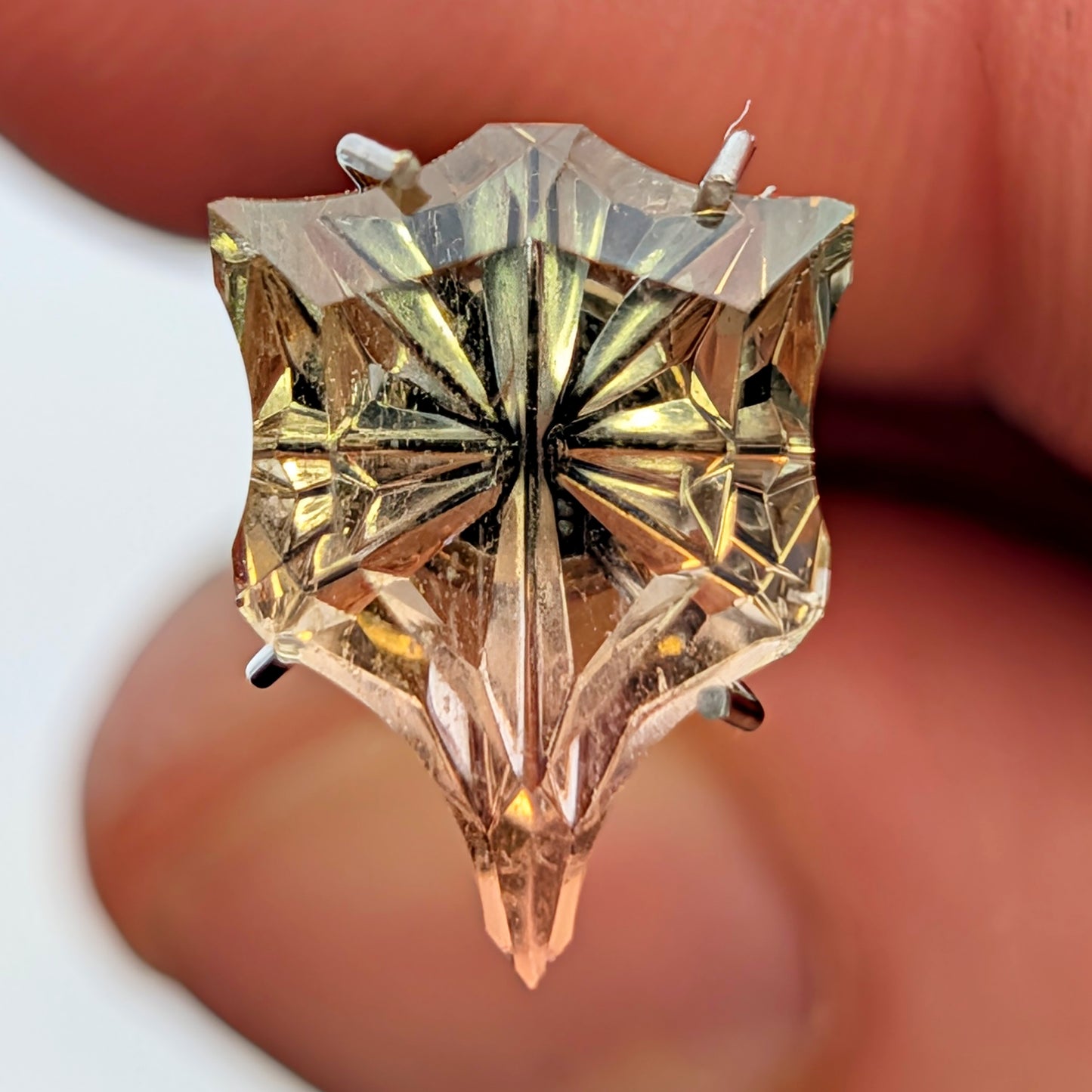 Tourmaline, 4.46 cts., 13.0 x 9.6 mm, Fantasy Baroque Bat, Yellow, Pink, Bicolor, Brazil, Natural