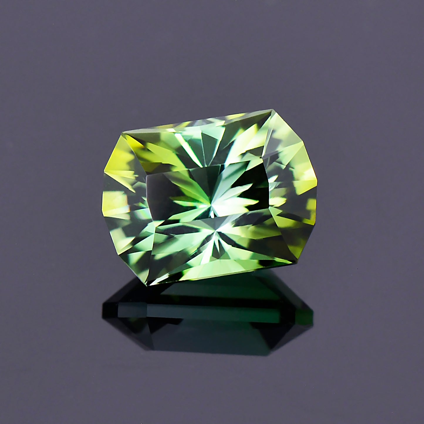 Tourmaline, 1.98 cts., 8.5x6.2 mm., Grecian Shape, Bicolor, Green, Olive, Brazil, Natural