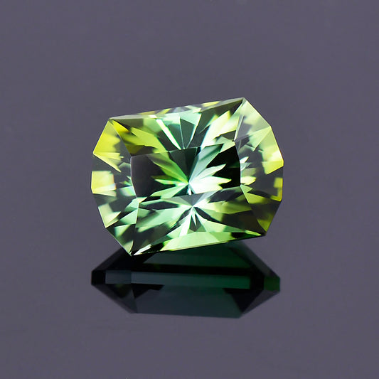 Tourmaline, 1.98 cts., 8.5x6.2 mm., Grecian Shape, Bicolor, Green, Olive, Brazil, Natural