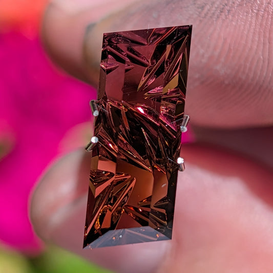 Tourmaline, 7.79 cts., 19.2 x 7.3 mm, Fantasy Bar, Red, Brazil, Natural