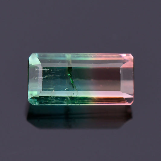 Watermelon Tourmaline, 0.51 cts., 6.3x3.0 mm., Baguette Shape, Bicolor, Green, Pink, Brazil, Natural