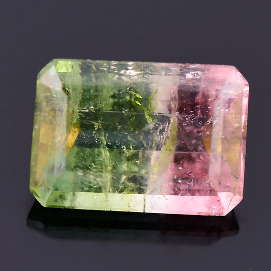 Watermelon Tourmaline, 1.06 cts., 7.0x5.0 mm., Emerald Shape, Bicolor, Green, Pink, Brazil, Natural