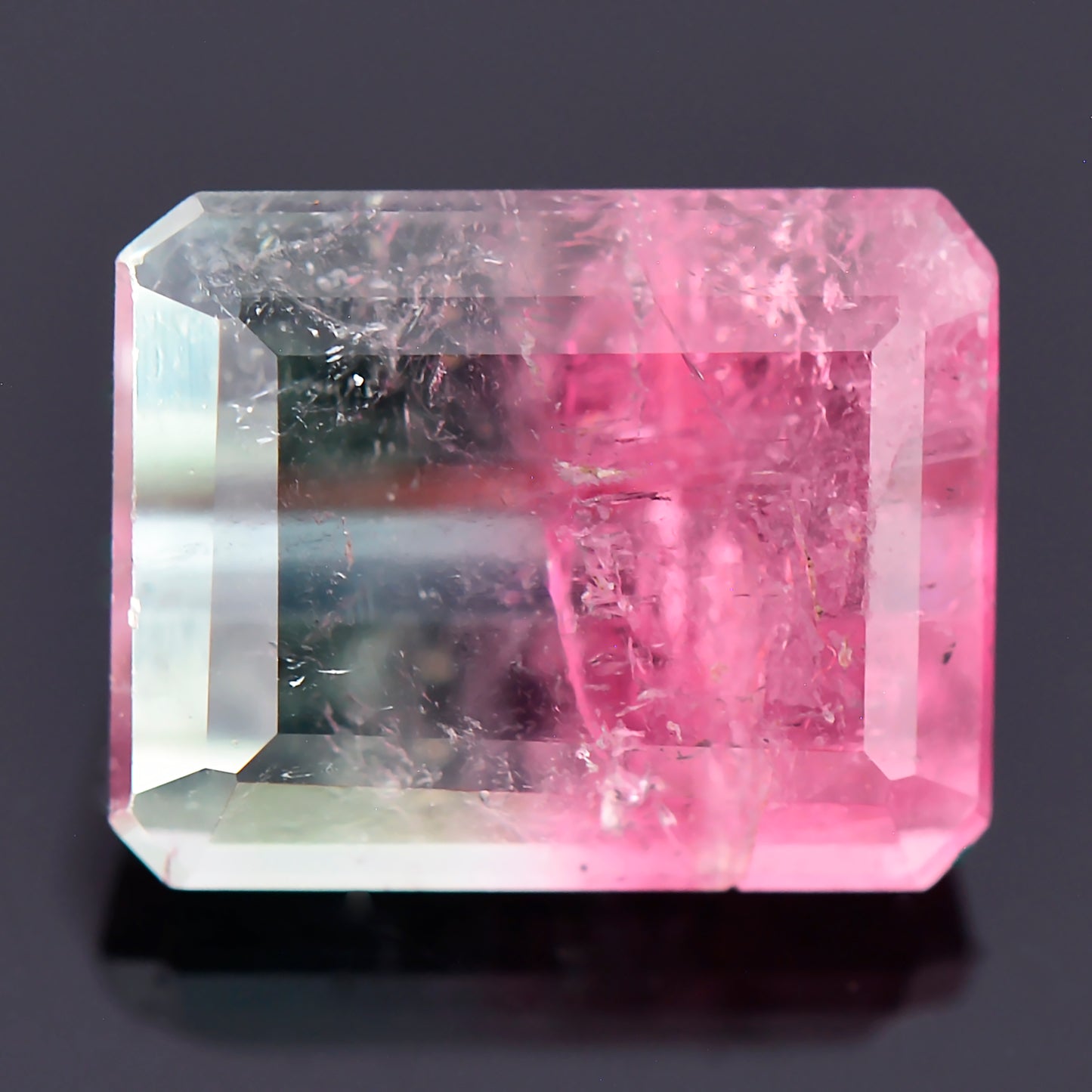 Watermelon Tourmaline, 1.76 cts., 7.4x5.9 mm., Emerald Shape, Bicolor, Green, Pink, Brazil, Natural