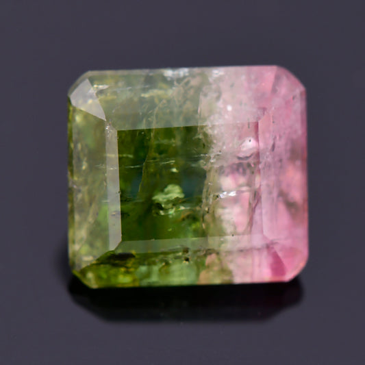 Watermelon Tourmaline, 1.92 cts., 7.6x6.9 mm., Emerald Shape, Bicolor, Green, Pink, Brazil, Natural